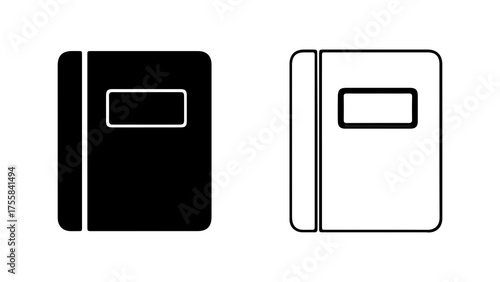 Notebook icons with outline and solid fill with transparent background