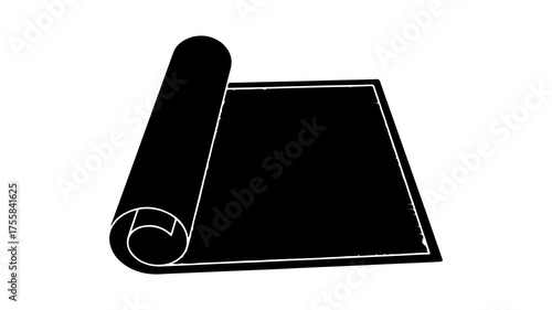 Rolled paper blueprint with transparent background