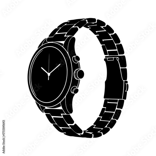 Wristwatch with metal bracelet and transparent background