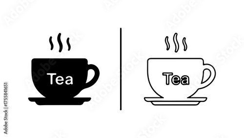 Hot tea cups with steam with transparent background
