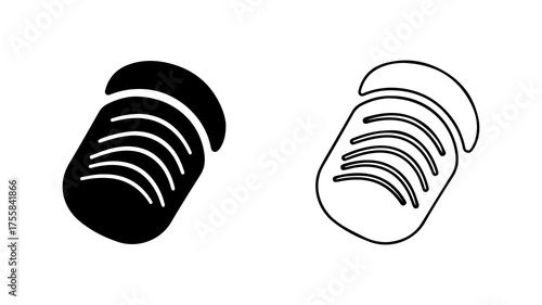 Bread slice with curved lines with transparent background