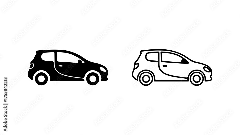 Fototapeta premium Compact cars outline with transparent background