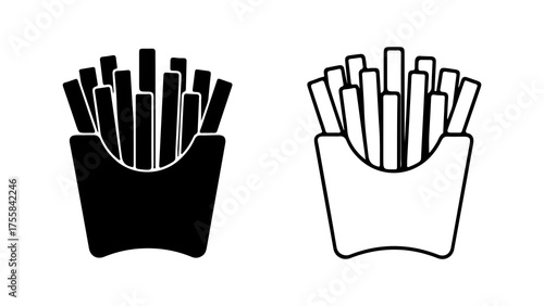 French fries in container with transparent background