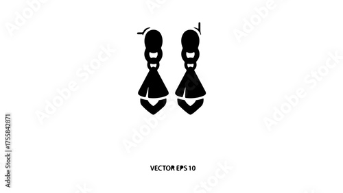Fotografie Minimalist Black Pair Of Elegant Dangle Earrings Icon
