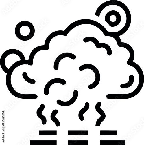 Air Pollution and Smog Icon with Massive Smoke Cloud from Industrial Chimneys