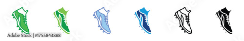 Football Boots Icon Set – Soccer Cleats and Sports Shoes Symbols in Color Variations