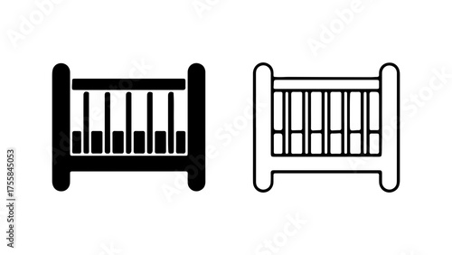 Foto Minimalist Baby Crib Icon Set Vector Illustration