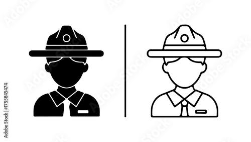 Fotografie Park Ranger Uniform Profile Icon Set
