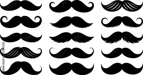Vector art of collection of various mustache shapes
