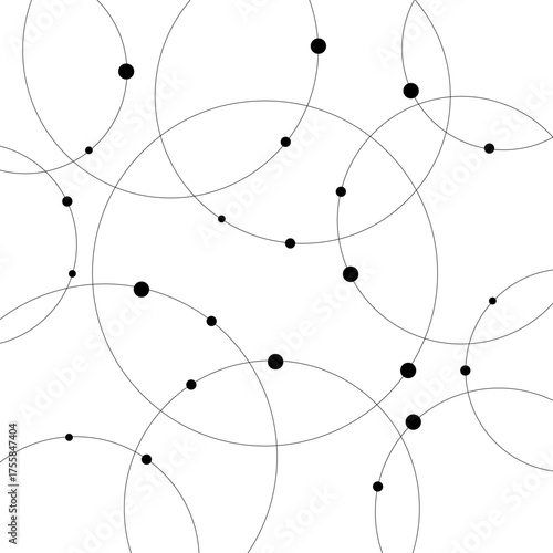 Seamless abstract background with circles and dots at their intersection.