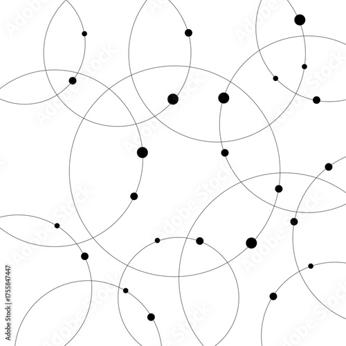 Seamless abstract background with circles and dots at their intersection.