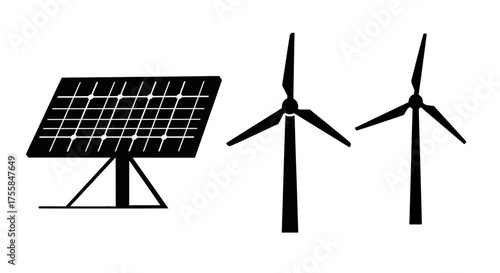 Solar panel and wind turbine vector