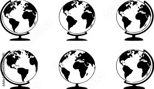 World map and globe icon set vector illustration.