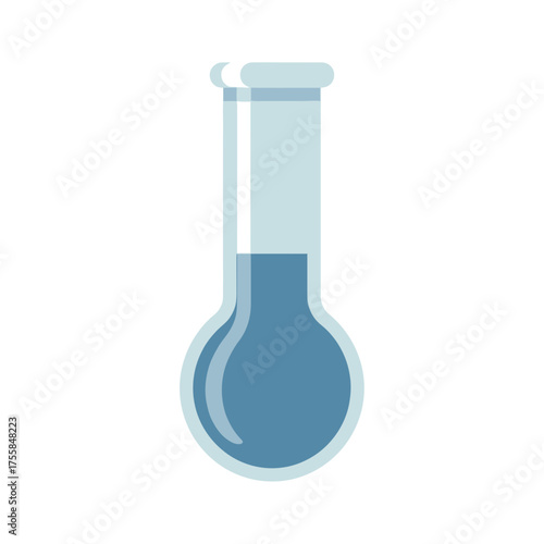 Laboratory flask filled with blue liquid for scientific experiments and research.