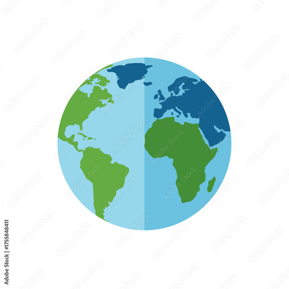 Fototapeta premium Flat vector illustration of the planet Earth globe.