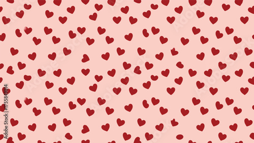 Scattered Red Hearts on a Light Pink Background for Valentine's Day or Love Theme scattered hearts heart pattern