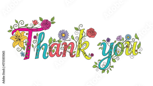 Floral "Thank You" Message A Colorful and Artistic Expression of Gratitude