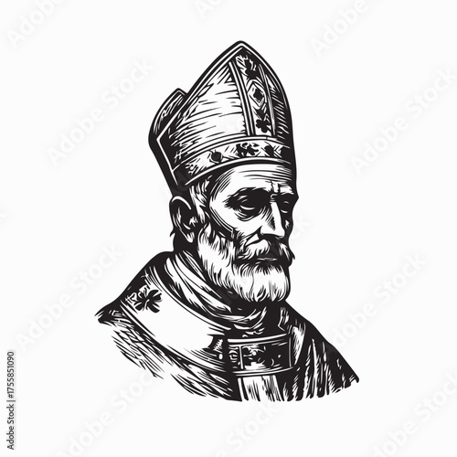Catholic pope medieval Vector Images on white background