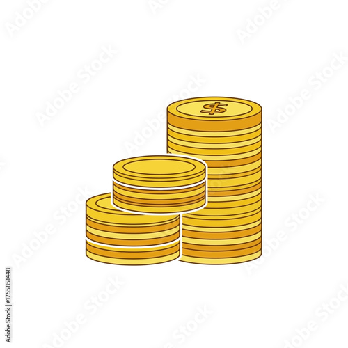 Stacked Golden Coins Illustration for Financial Growth and Investment