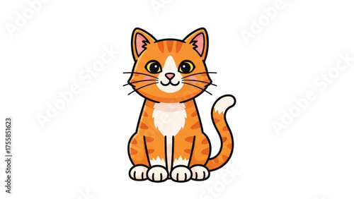 Adorable cartoon orange tabby cat illustration with a friendly and playful expression, a charming feline companion ready to brighten any design