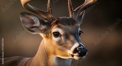 Alert White-Tailed Deer with Antlers in Natural Setting