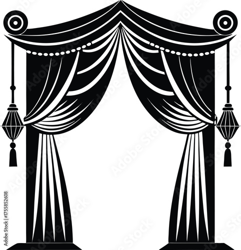 Elegant Stage Curtains and Drapes Decoration Vector