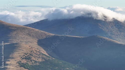 Aerial view of Parâng Mountains – Transylvania landscape from above - Romania