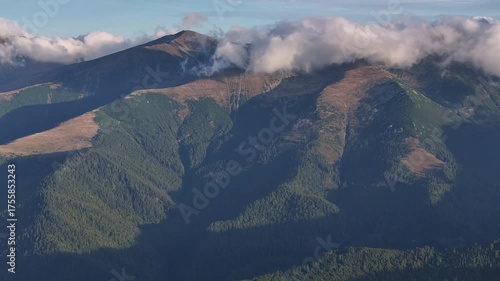 Aerial view of Parâng Mountains – Transylvania landscape from above - Romania