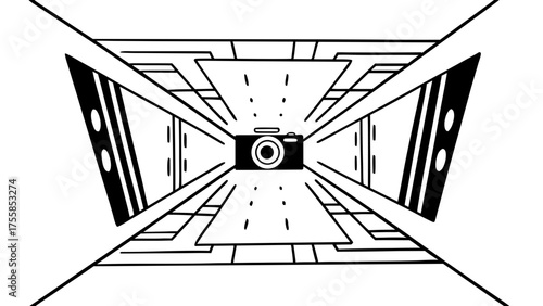 Camera photography perspective vector illustration stock image design | editable svg