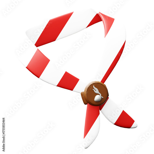 Red And White Striped Scout Scarf With Emblem Detail Isolated On Transparent Background Studio Shot