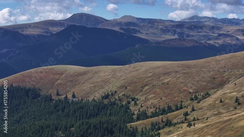 Aerial view of Parâng Mountains – Transylvania landscape from above - Romania