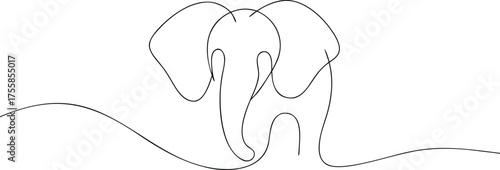 Black line art elephant on white background animal