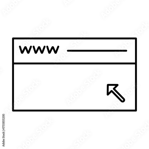 Editable. Adobe Illustrator Artwork. Premium Quality Line Art - Simple line drawing of a browser window with an arrow cursor