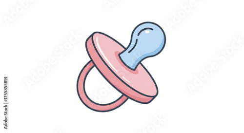 Pink and blue pacifier, a comforting object for babies to suck on, aiding in soothing and sleep