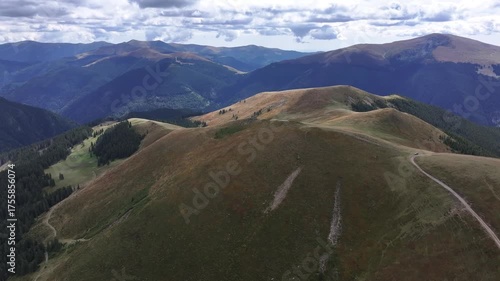 Aerial view of Parâng Mountains – Transylvania landscape from above - Romania