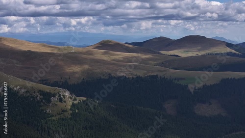 Aerial view of Parâng Mountains – Transylvania landscape from above - Romania