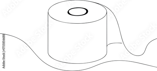 Black and white line drawing of a toilet paper roll