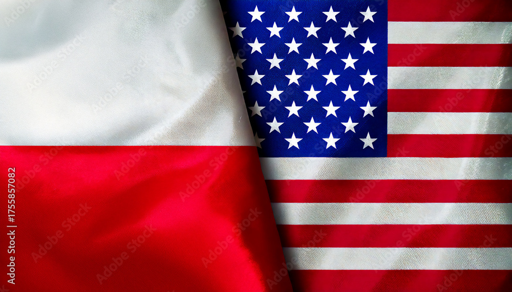 Obraz premium アメリカの国旗とポーランドの国旗(USA Flag & Poland flag.) 