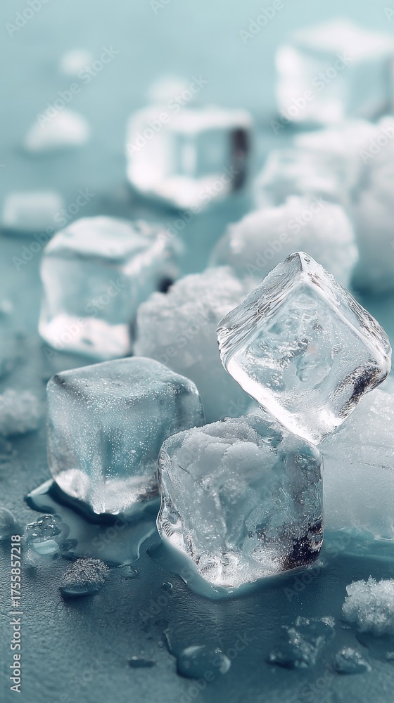 Obraz premium ice cubes on blue background