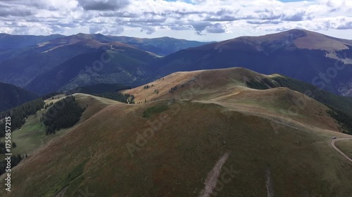 Aerial view of Parâng Mountains – Transylvania landscape from above - Romania