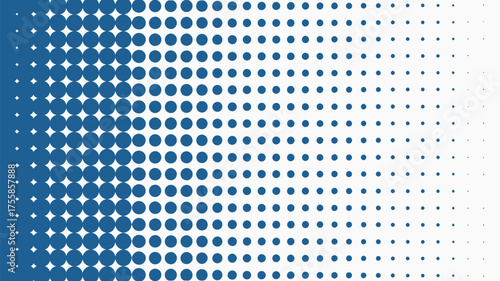 Blue halftone pattern fading from left to right with decreasing circle sizes on a white background