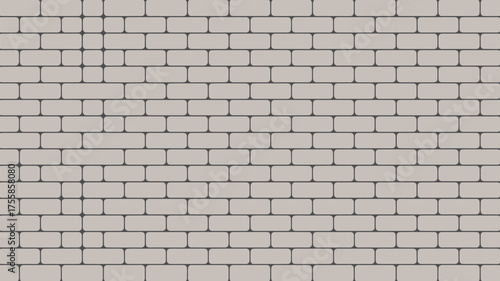 A full frame shot of a white brick wall with dark grout creating a uniform and repeating pattern