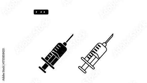 Photos Medical Syringe Icon Set In Flat And Line Style