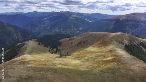 Aerial view of Parâng Mountains – Transylvania landscape from above - Romania