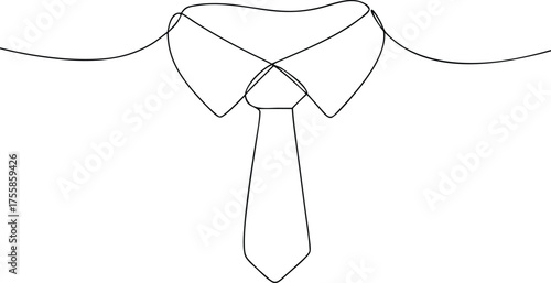 Single line drawing of a collared shirt and tie clothing