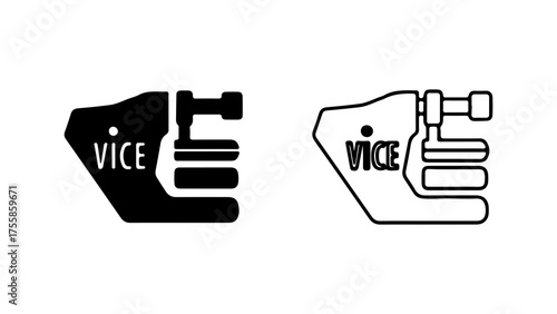 Fotografie Vice Tool Clamp Icon Set In Minimalist Style