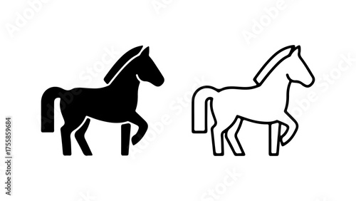 Minimalist Horse Silhouette Icon Vector Set