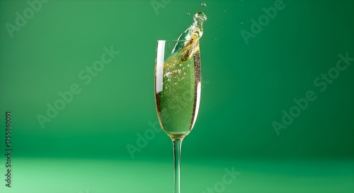 Champagne Splash in a Flute Glass.