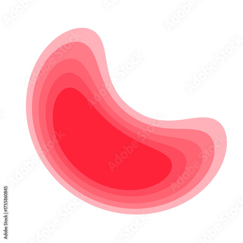 abstract layered red bean shape with varying shades of pink on transparent background