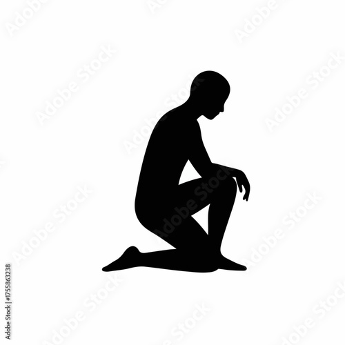 Minimalist Silhouette Kneeling Human Figure Person Gesture Pose Illustration